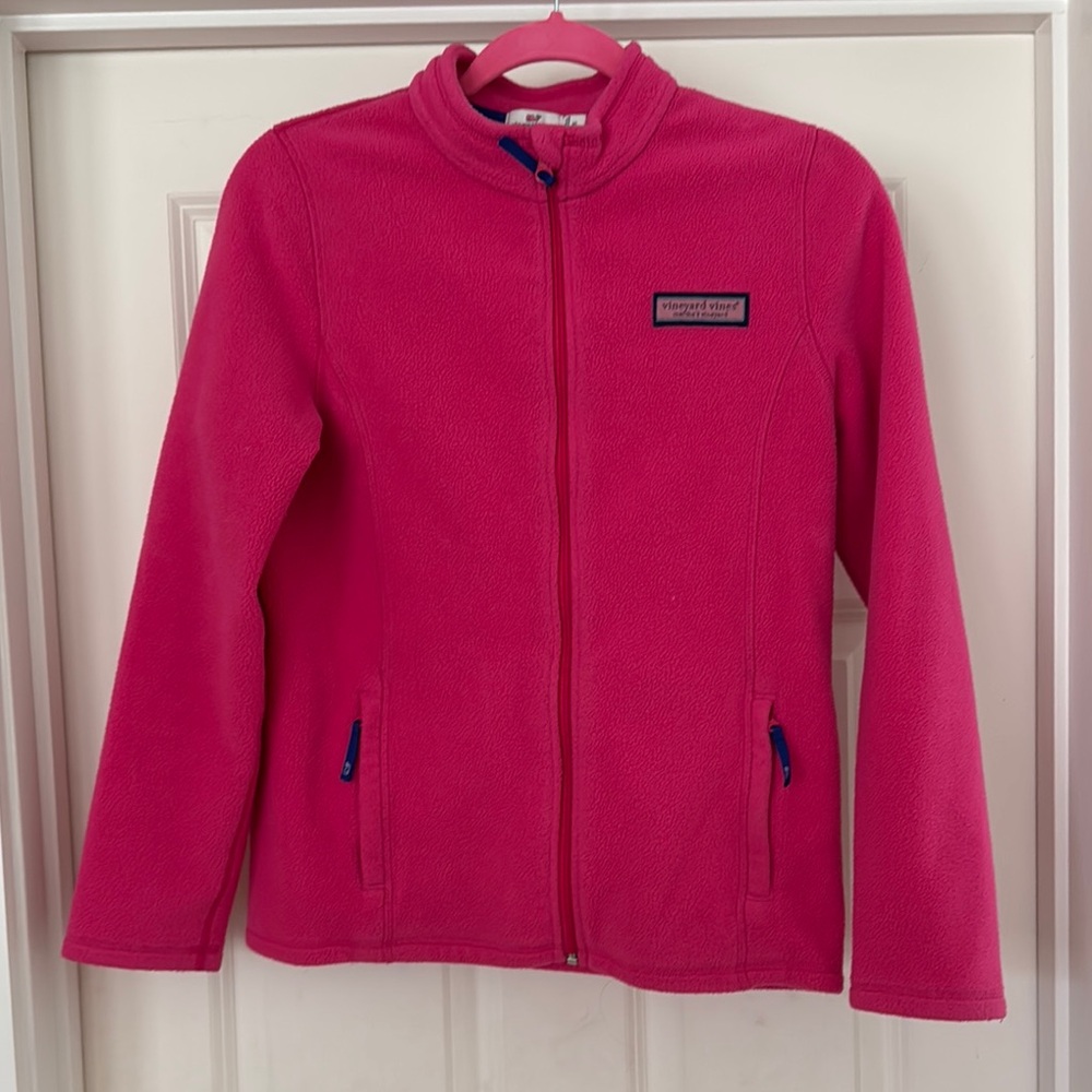 Girls Vineyard Vines Raspberry Pink Full Zipper Fleece Jacket Size XL